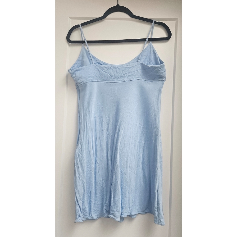 SUNDAY BEST Bonsoir Dress Satin Light Blue Mini Large Aritzia - Picture 7 of 10